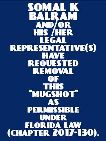  SOMAL K BALRAM Mugshot / County Arrests / Orange County Arrests